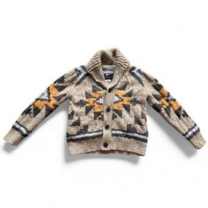 OshKosh B'gosh Grandpa Aztec Knit Cardigan Sweater - Tan and Orange 3T